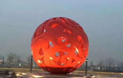 不锈钢广场照明装饰品镂空球雕塑