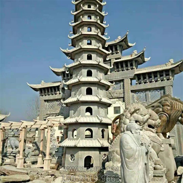 大理石石雕寺庙多层祈福佛塔雕塑