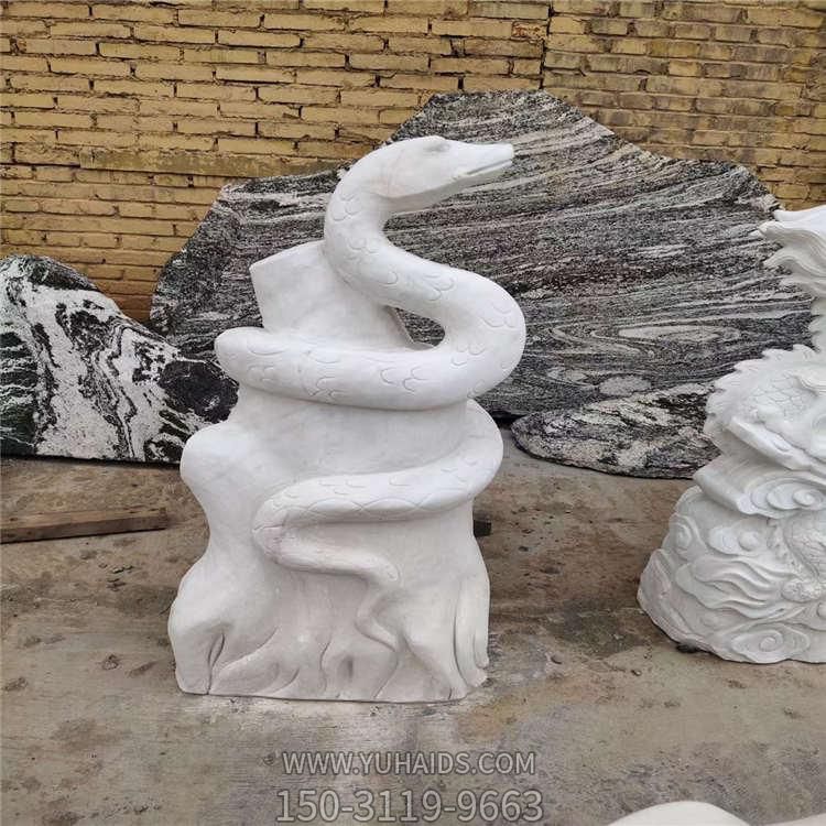 大理石石雕十二生肖动物蛇雕塑