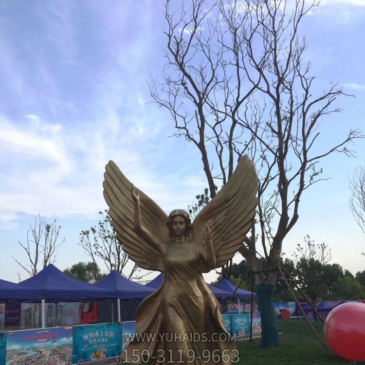 小区摆放玻璃钢仿铜西方天使人物雕像雕塑