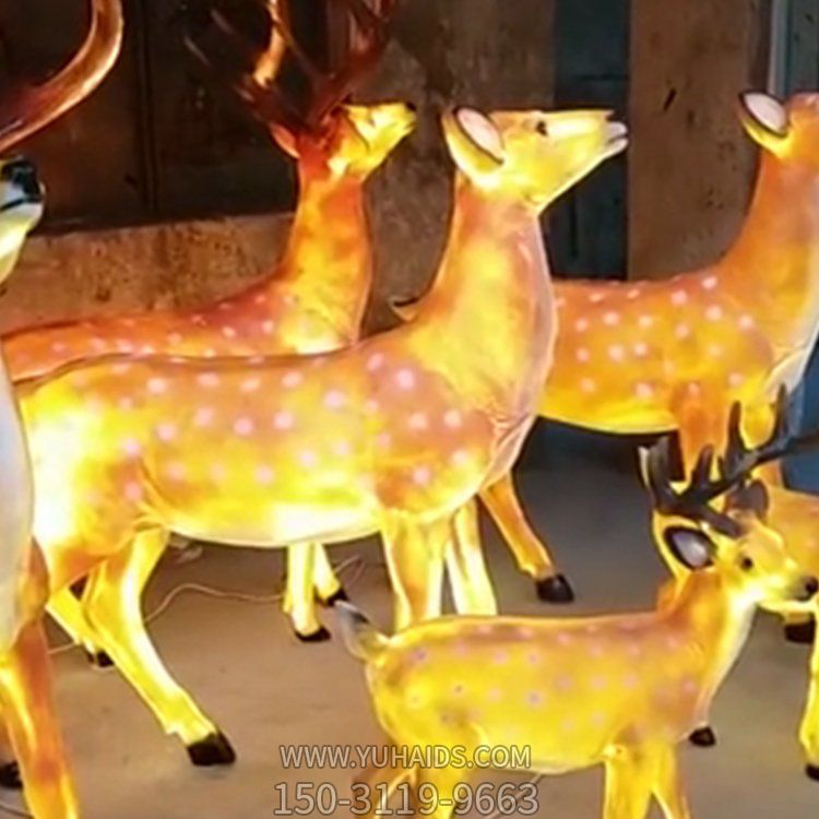 户外园林玻璃钢创意太阳能发光照明鹿雕塑