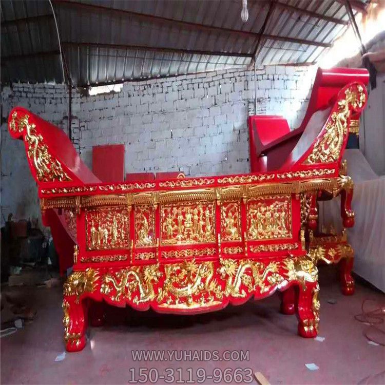 寺庙木雕鎏金彩绘祭祀摆放元宝拱桌雕塑
