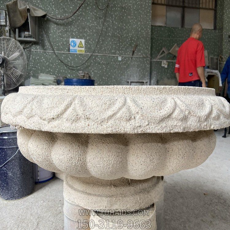 砂石石雕户外景区园林花盆雕塑