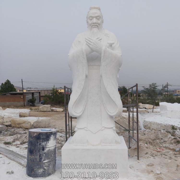 汉白玉园林景区古代教育家孔子雕塑