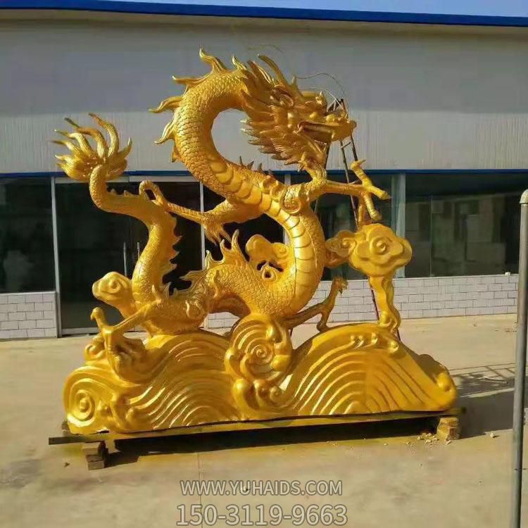 别墅小区创意景观铸铜喷金烤漆龙摆件雕塑