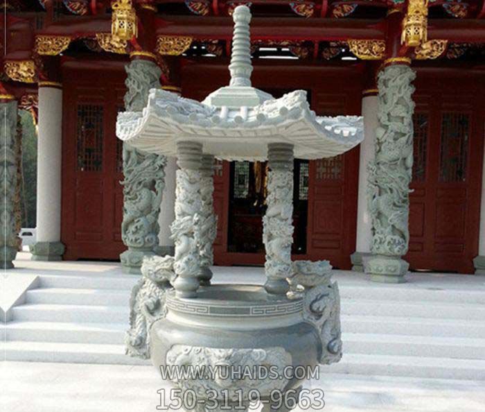 仿古青石浮雕龙纹元宝道教香炉用品 仿古青石浮雕龙纹元宝道教香炉用品
