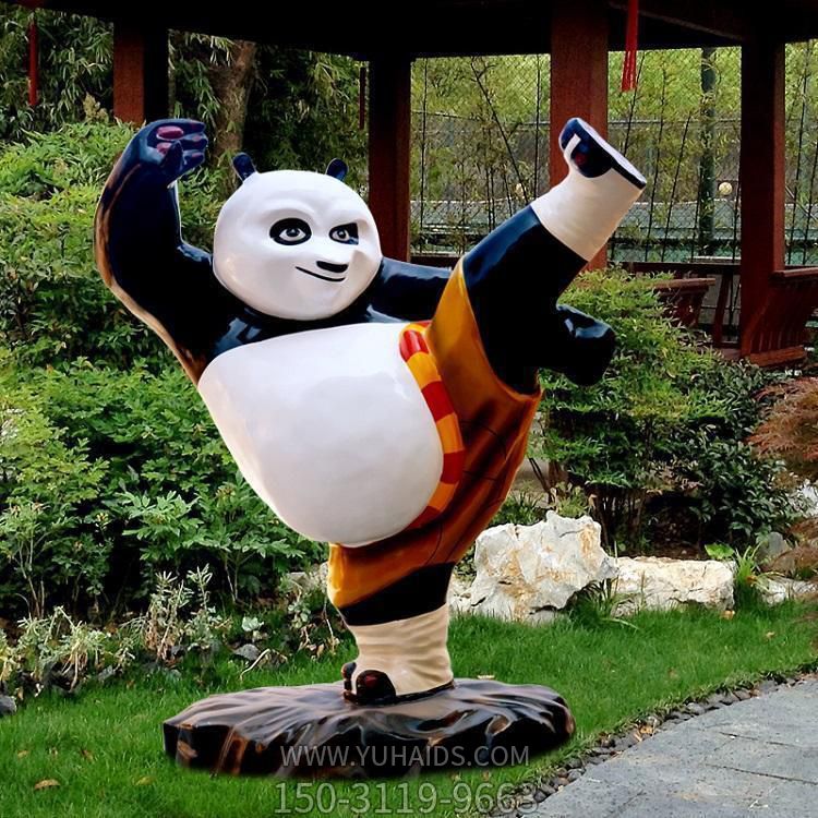 广场玻璃钢卡通功夫熊猫造型  卡通人物景观摆件雕塑