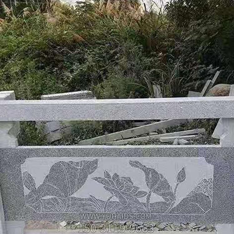 花岗岩雕刻荷花寺庙河道装饰仿古栏板雕塑
