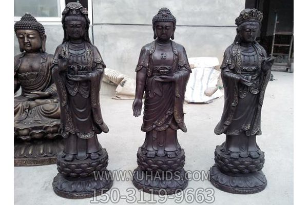 景区创意神佛铜雕三圣雕塑