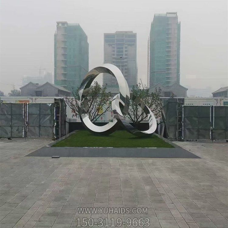 户外广场大型创意圆环摆件雕塑