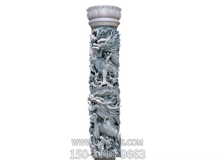 龙柱雕塑-宗教寺院广场景观龙柱石雕