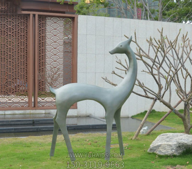 庭院玻璃钢仿铜抽象鹿雕塑