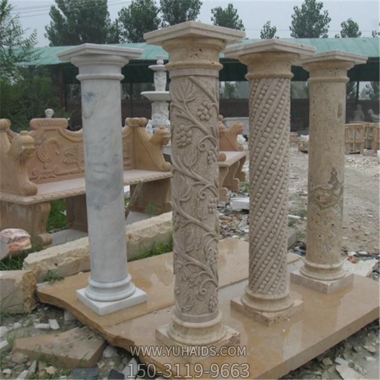 天然大理石浮雕欧式别墅装饰罗马石柱雕塑