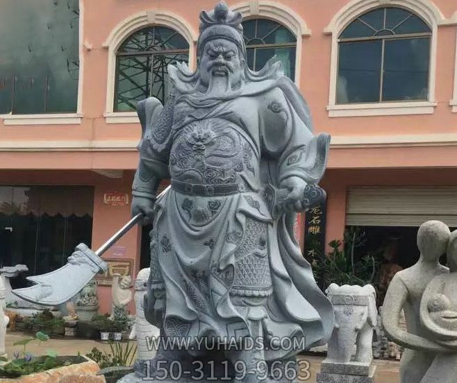 校园景区大理石石雕佛像关公雕塑