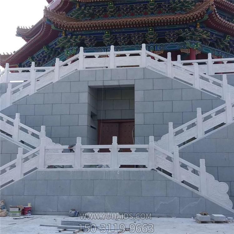 景点仿古建筑安装汉白玉栏板楼梯扶手雕塑