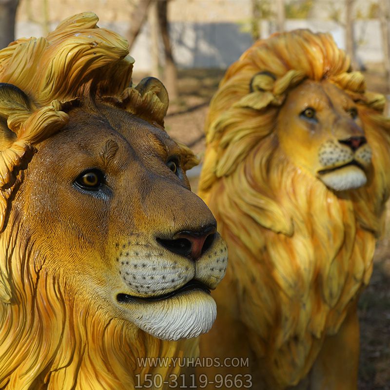 大型仿真动物玻璃钢狮子雕塑