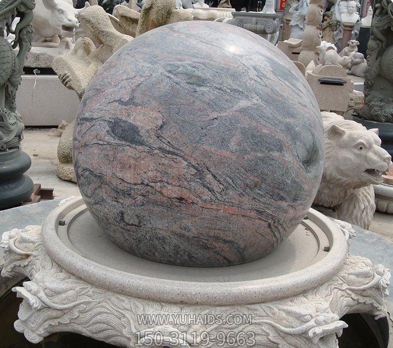 别墅庭院摆放风水球石雕喷泉雕塑