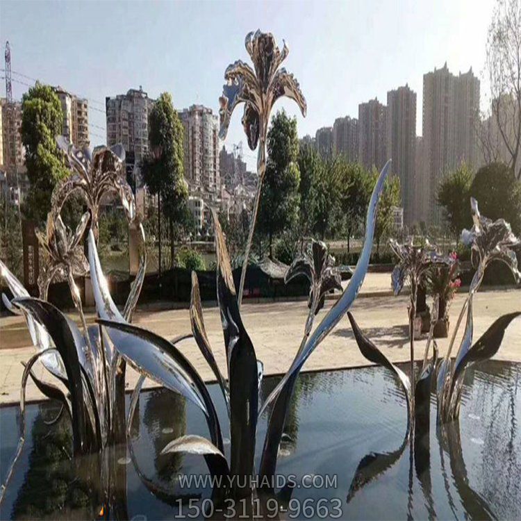 不锈钢镜面户外喷泉水景景观雕塑