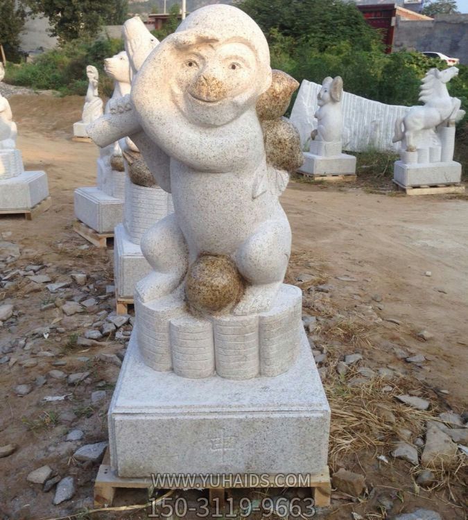十二生肖园林大理石石雕猴雕塑