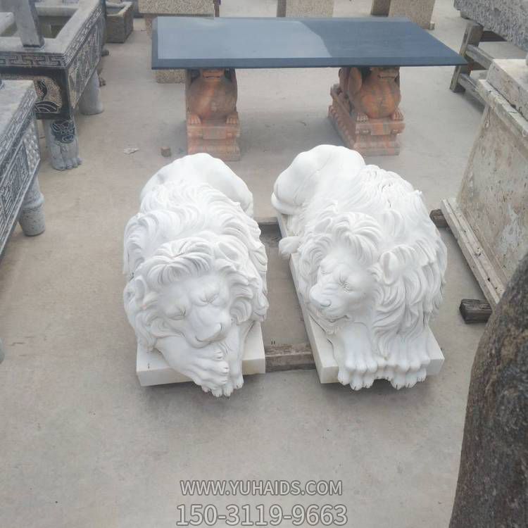 大理石石雕户外庭院门口大型狮子摆件雕塑