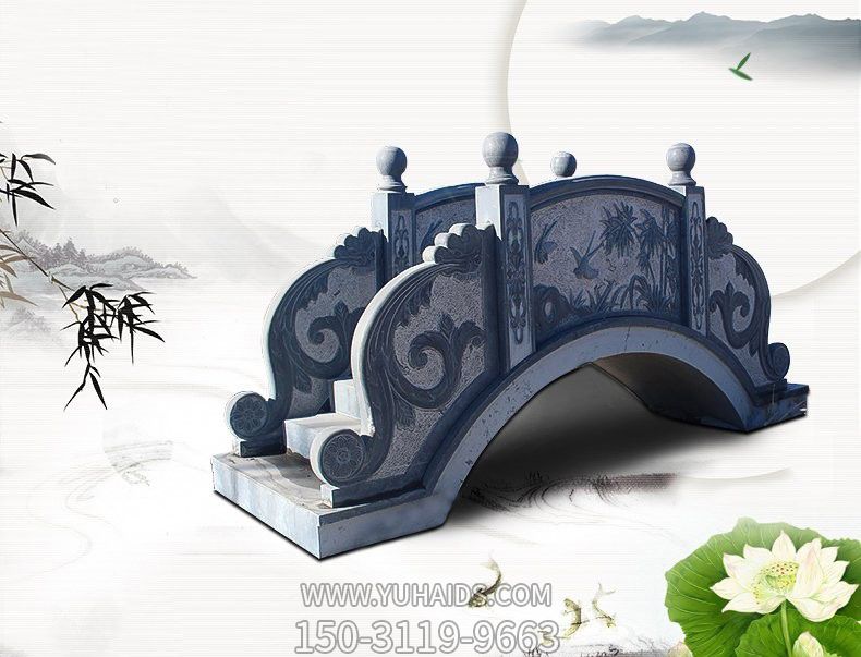 公园仿古青石小桥雕塑