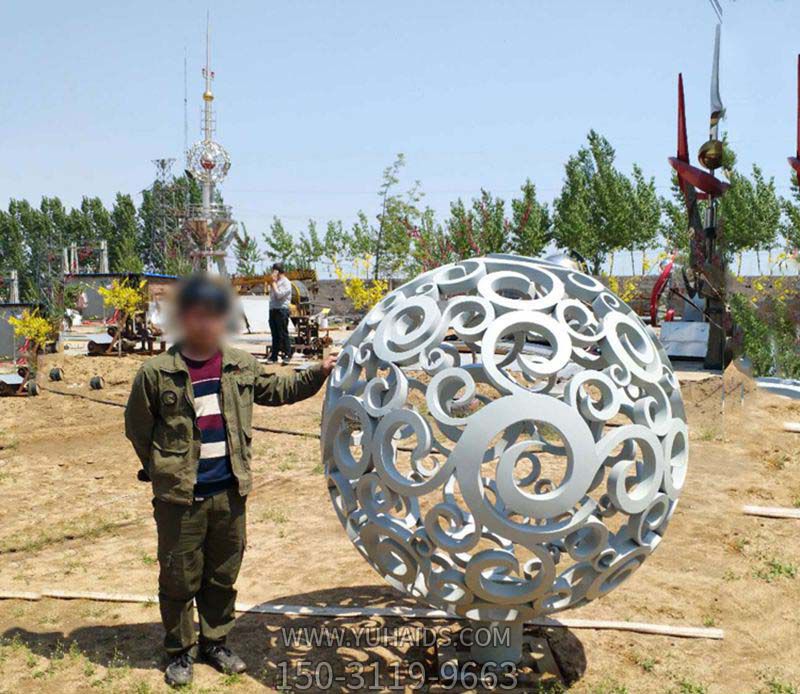 公园创意不锈钢金属工艺镂空球雕塑