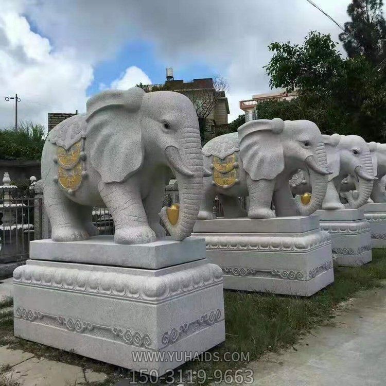 青石石雕户外庭院背书门口大象雕塑