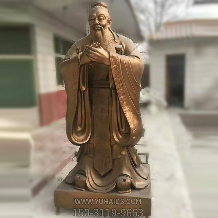 学院摆放玻璃钢教育家孔子历史名人雕塑