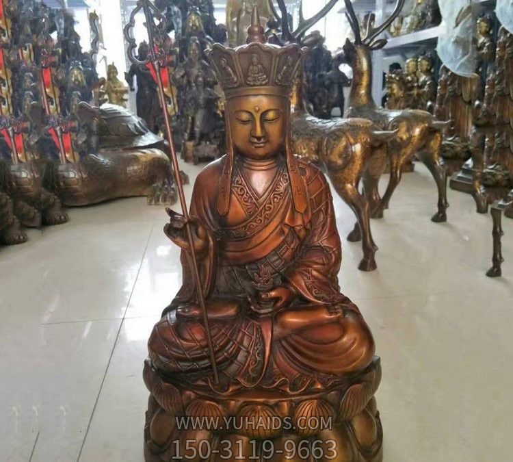 寺庙铜雕坐式菩萨地藏王雕塑