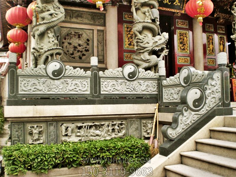 道观寺院仿古青石扶手栏杆雕塑