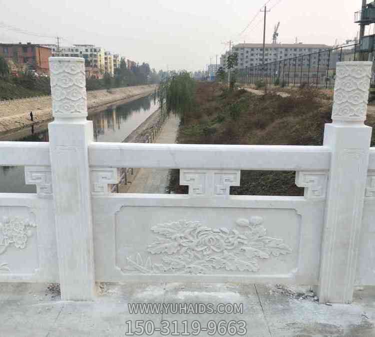 河道桥梁安置汉白玉浮雕围栏扶手雕塑