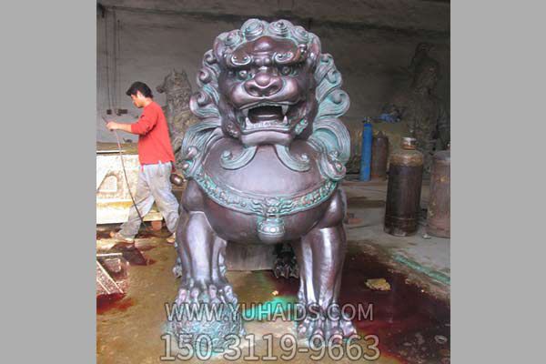 狮子雕塑-不锈钢大型仿真动物镇宅铜雕狮子雕塑