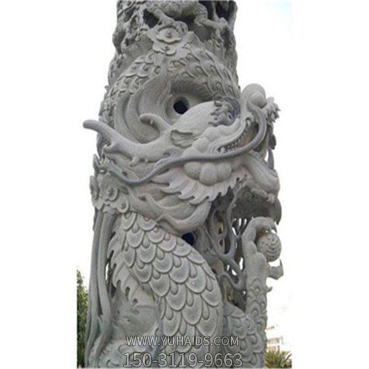 园林广场花岗岩仿古雕刻石龙柱 文化柱雕塑