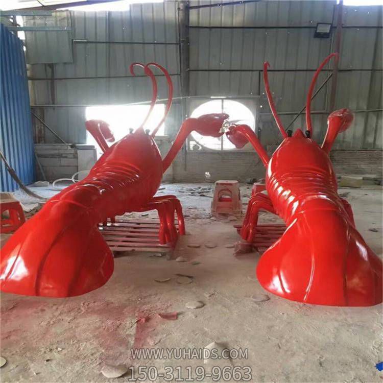 不锈钢彩绘户外广场景观大型小龙虾雕塑