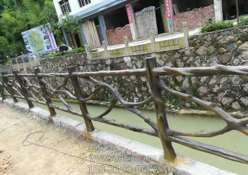 河道景观仿木树脂防护栏杆雕塑
