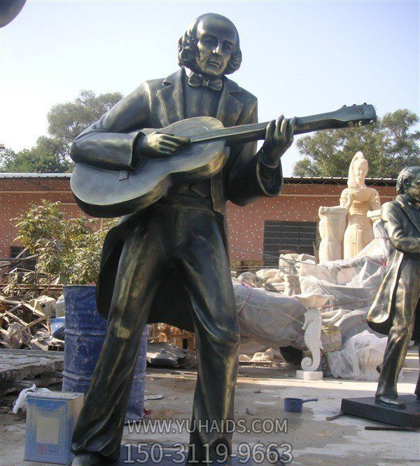公园弹吉他的西方男人人物铜雕弹雕塑