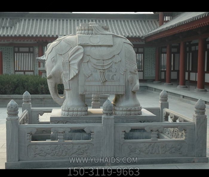 汉白玉石雕庭院大象雕塑