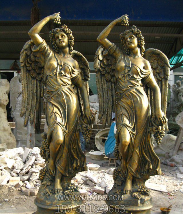 玻璃钢四季女神仿铜人物户外广场景观女孩雕塑