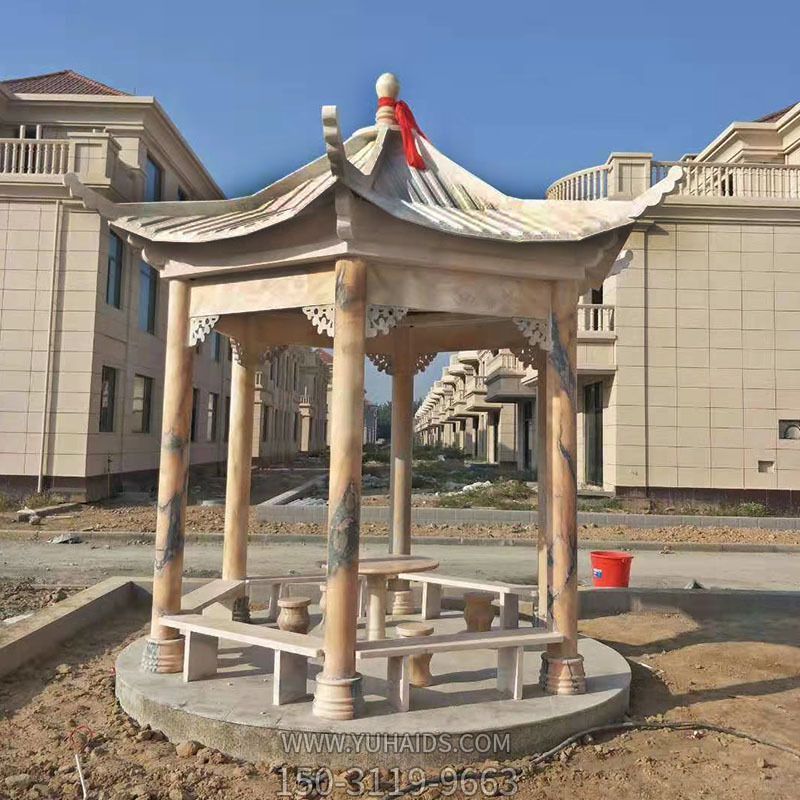园林景观花岗岩六角仿古建休闲凉亭雕塑