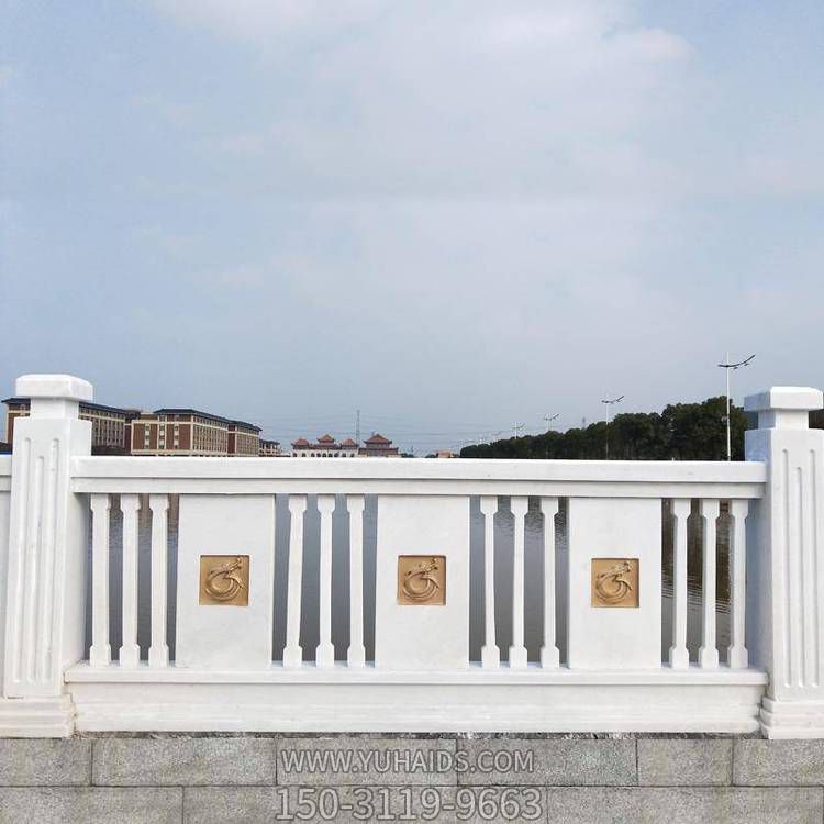 河道边装饰汉白玉欧式罗马柱防护栏杆雕塑