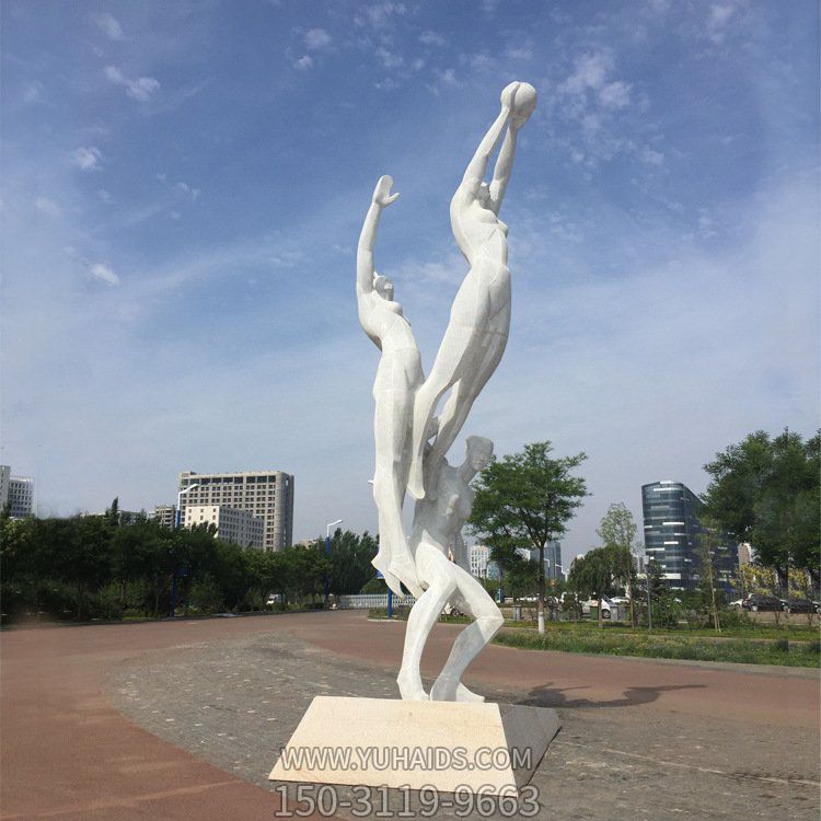 远动主题校园广场玻璃钢打球的人物景观摆件雕塑