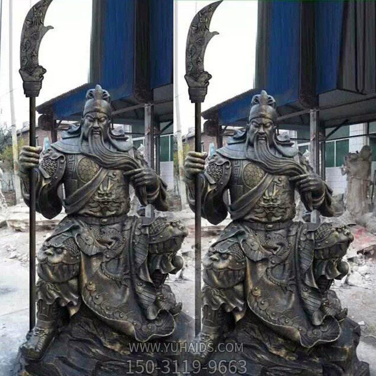 大型关羽玻璃钢铜像威武关公雕像雕塑