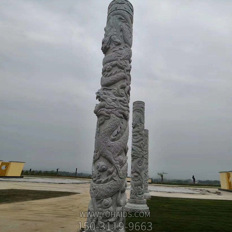 景区广场石雕龙柱 公园传统仿古文化柱雕塑