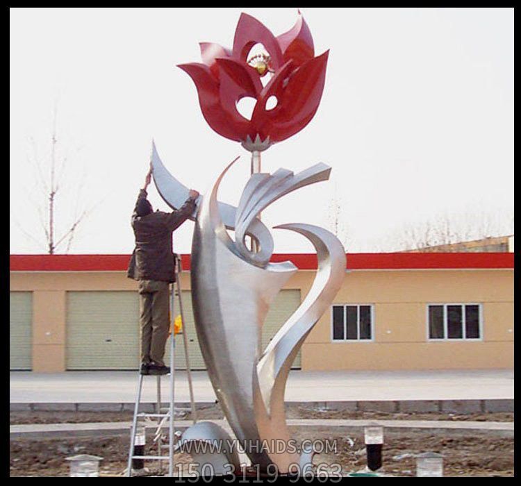 不锈钢公园校园抽象植物花朵雕塑