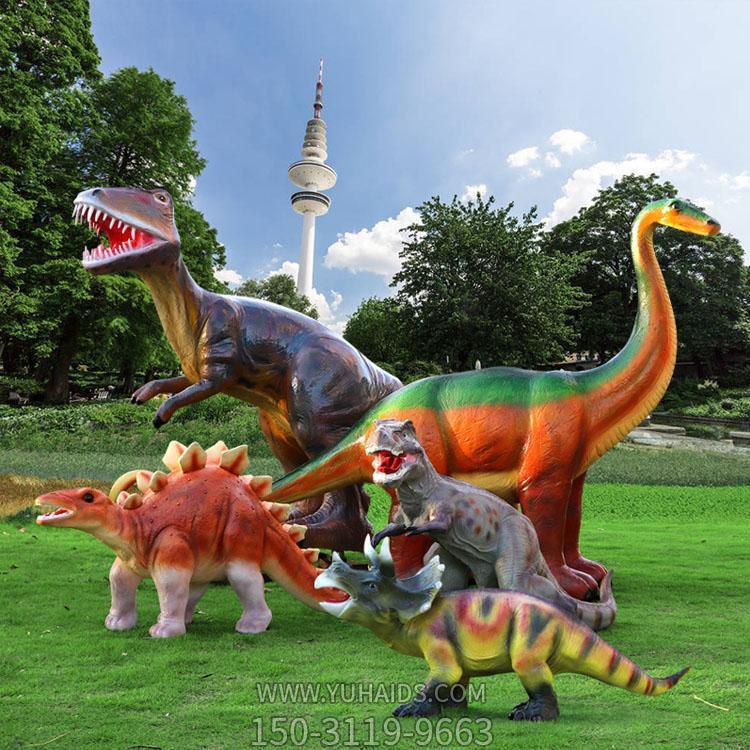 玻璃钢卡通园林景观游乐场恐龙摆件雕塑