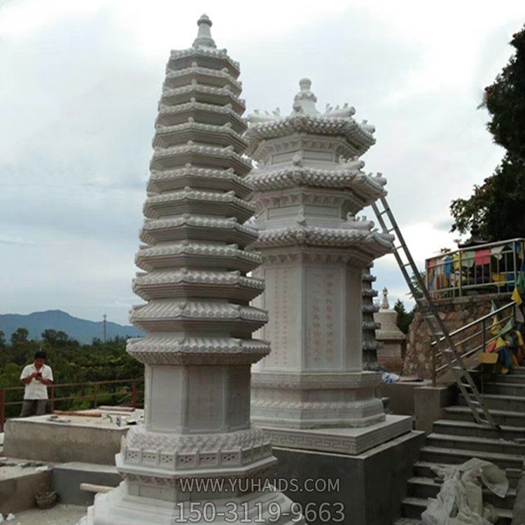 汉白玉九层文昌塔石雕寺院景区摆放石雕宝塔雕塑