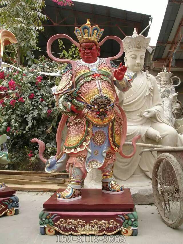 玻璃钢彩绘大型寺庙供奉神佛四大天王雕塑
