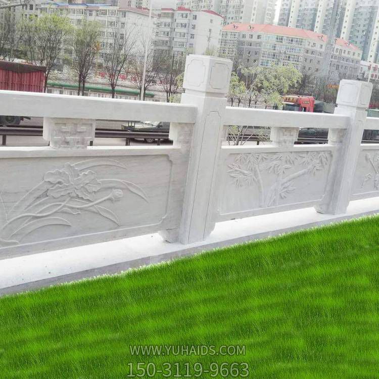 园林河道装饰汉白玉雕刻防护栏雕塑