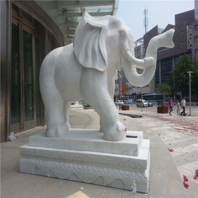 城市街道大型仿真动物汉白玉大象雕塑
