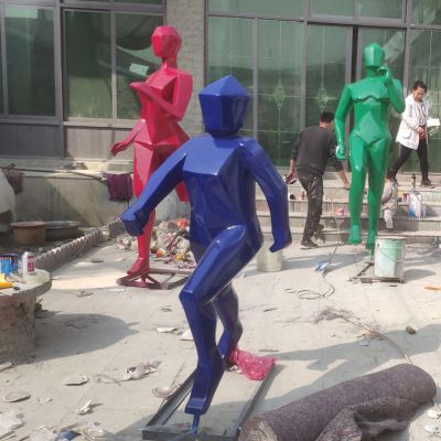 厂家订制玻璃钢雕塑工艺品人物雕塑体育公园运动主题雕塑_615